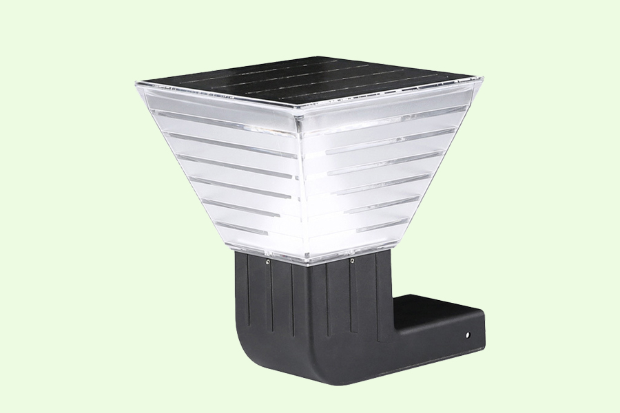 Heavy-duty commercial diamond design solar wall-pack light with smart dusk-to-dawn sensor by Lumin Solar Solutions.