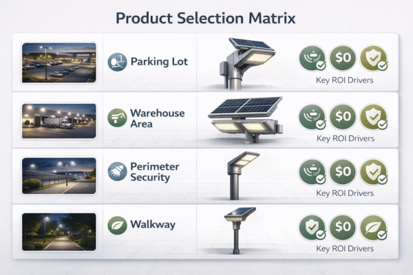 commercial solar light product selection matrix