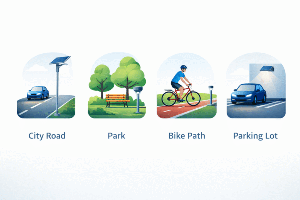 solar lighting application public spaces infographic
