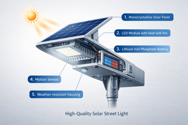 solar street light cross section technical diagram