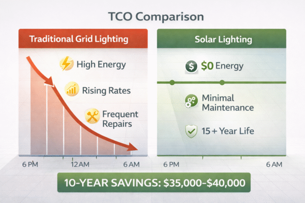 solar vs traditional lighting tco comparison infographic