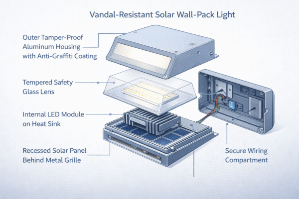 vandal resistant solar light exploded view technical diagram