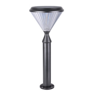 Lumin GLCZ-5405 Refractive Solar Lawn Light features diamond prism optics, 5W IP65 LiFePO4 for resort terrace plinths.