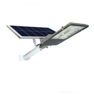 Lumin high-density LED array split solar street light NVKZ-AL-SM-SP with solar panel bracket & IP65 housing.