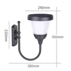 Lumin Solar Solutions Polaris Lantern-Style Solar Wall Light PSCZ-2106 Size Diagram 240mmx450mm IP65 Hotel Entrances